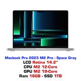 Macbook Pro 14 M2 Pro 12CPU 19GPU 16GB 1TB Space Gray - MPHF3SA/A 