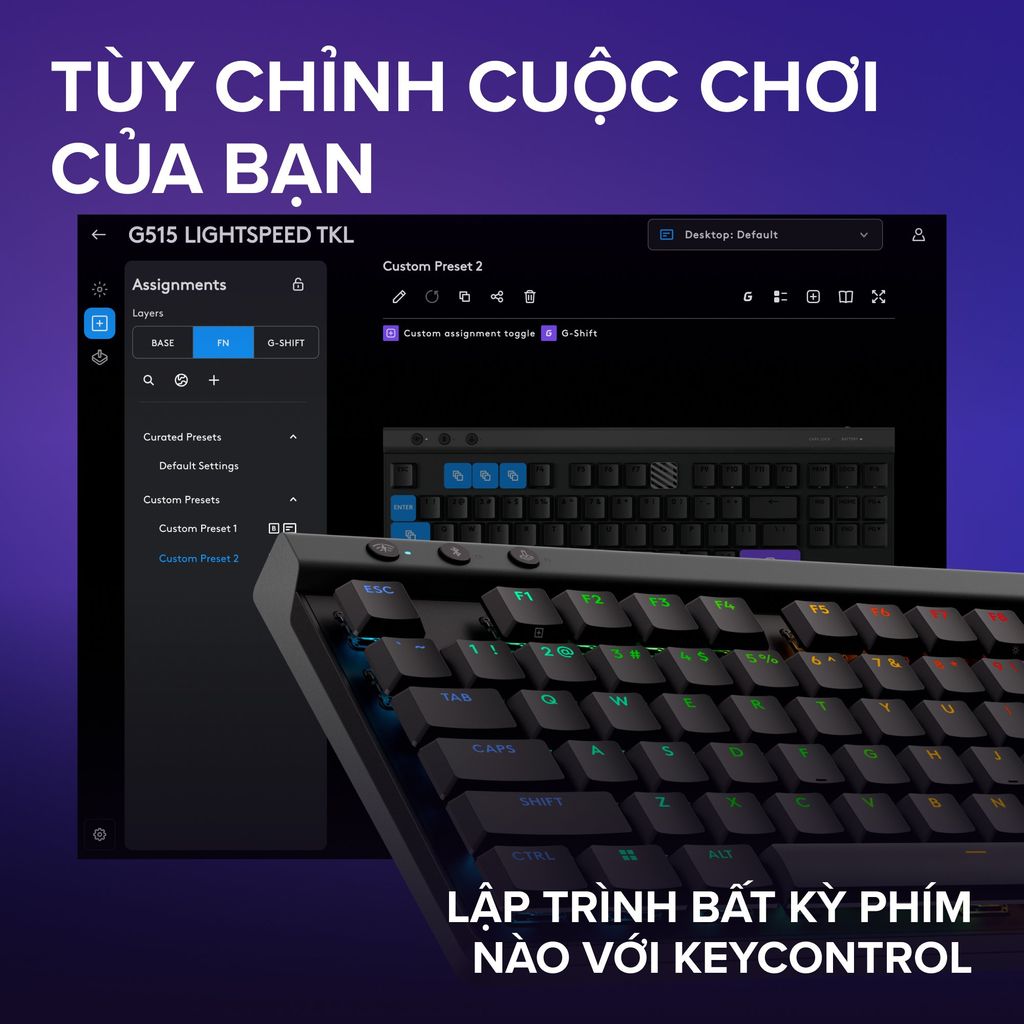 GEARVN - Bàn phím Logitech G515 TKL Lightspeed Wireless RGB Đen