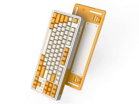 BÀN PHÍM CƠ FL-ESPORTS CMK87 YELLOW & WHITE - 3 MODE- Kailh Box White switch