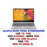  Laptop Lenovo Ideapad S340 15IWL 81N800AAVN 