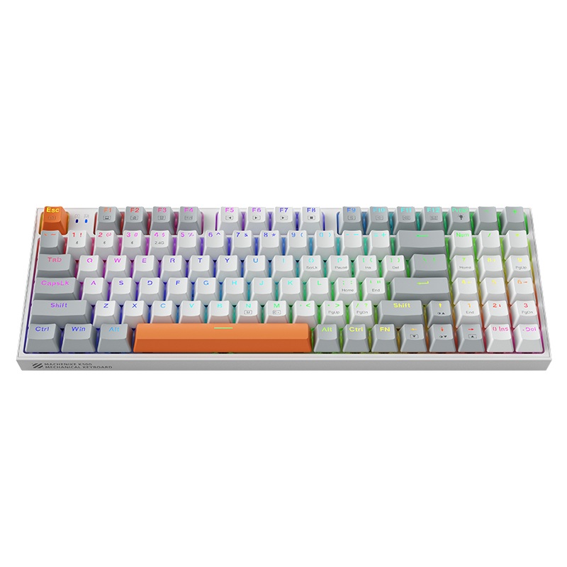 GEARVN - Bàn phím Machenike K500-B94 White Grey Wired Red switch