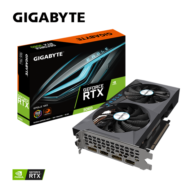  Card màn hình GIGABYTE GeForce RTX 3060 EAGLE 12G (LHR) (GV-N3060EAGLE-12GD) 