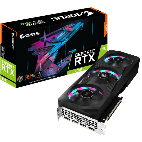  Card màn hình GIGABYTE AORUS GeForce RTX 3060 Elite 12G (LHR) (GV-N3060AORUS-E-12GD) 