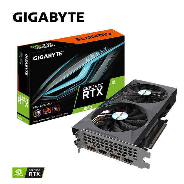  Card màn hình GIGABYTE GeForce RTX 3060 EAGLE OC 12G (LHR) (GV-N3060EAGLE-OC-12GD) 