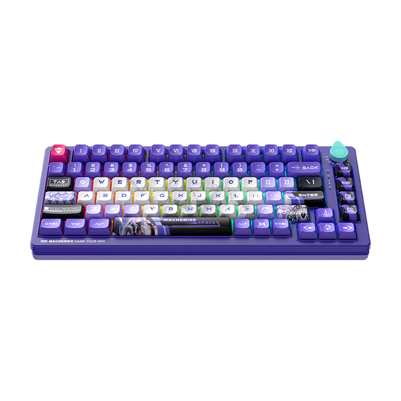 GEARVN - Bàn phím Machenike K600T-B82 White Purple Tri-Mode Green switch