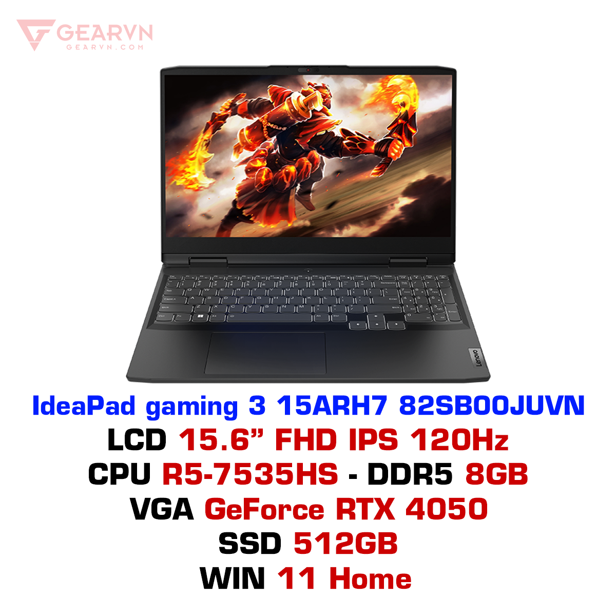 Laptop gaming Lenovo Ideapad gaming 3 15ARH7 82SB00JUVN – GEARVN.COM