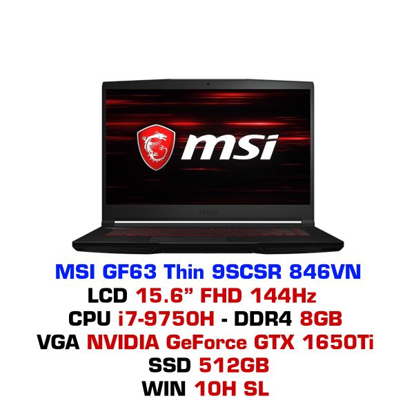  Laptop Gaming MSI GF63 Thin 9SCSR 846VN 