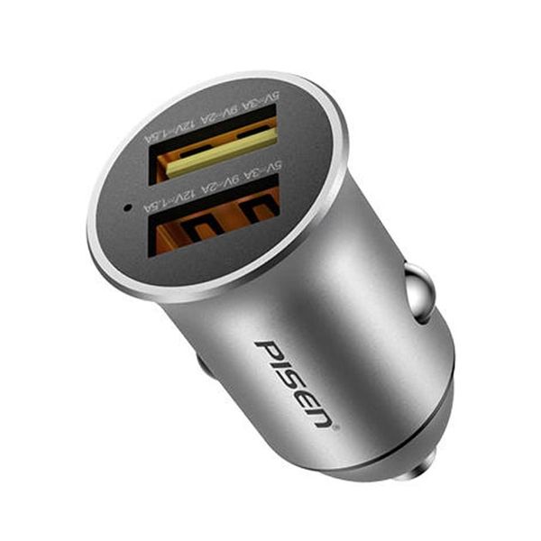  Sạc PISEN Quick Dual USB Car 18W (2xQC 18W) - TP-C02LXF SILVER 