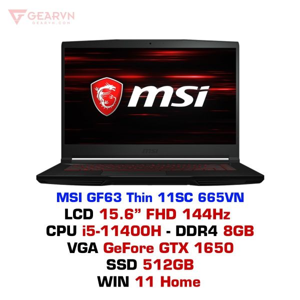  Laptop gaming MSI GF63 Thin 11SC 665VN 