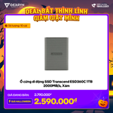  Ổ cứng di động SSD Transcend ESD360C 1TB, 2000MB/s, Xám 