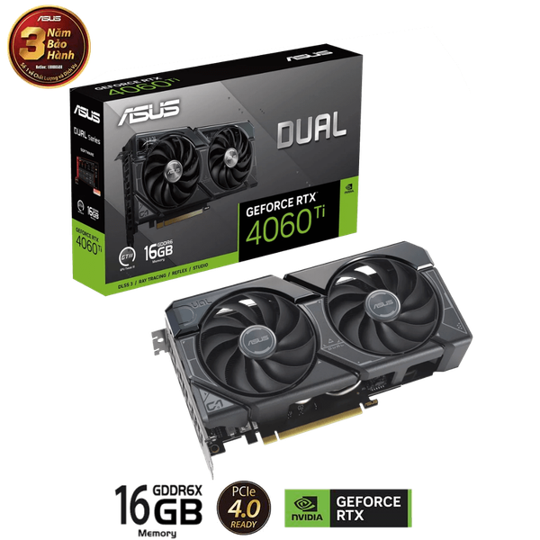 Card màn hình ASUS Dual GeForce RTX 4060 Ti OC Edition 16GB GDDR6 (DUAL-RTX4060TI-O16G)