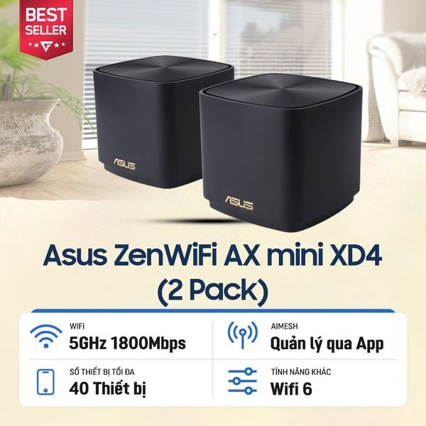 Bộ định tuyến MESH WiFi Asus ZenWiFi AX mini XD4 (B-2-PK)