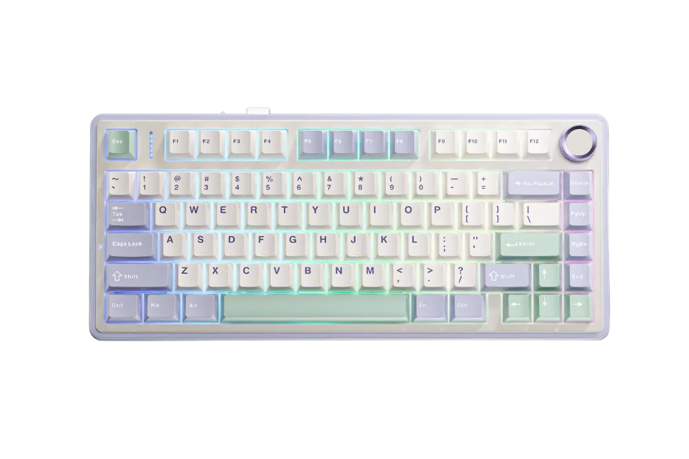 Bàn phím AULA F75 (Tím nhạt + Be + Xanh lá/ Grey Wood V3 Switch) F75PBG
