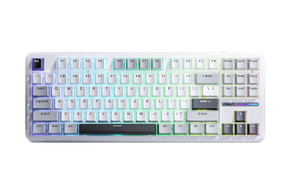 Bàn Phím Aula F87 Tm (Xám + Trắng + Xám Đậm /Grey Wood Switch)