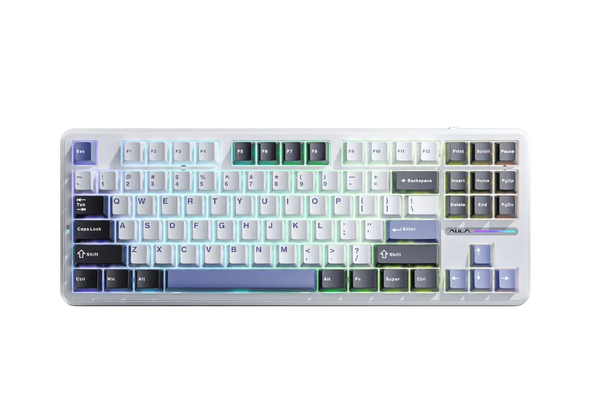 Bàn phím AULA F87 TM (Đen + Trắng + Xanh Dương /Grey Wood V3 Switch)