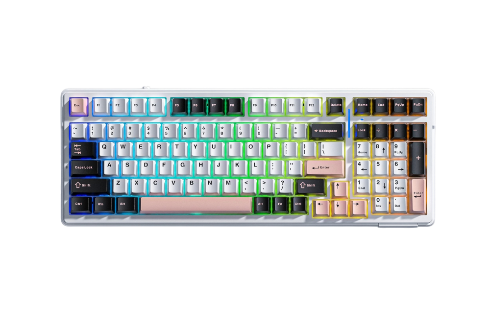 Bàn phím AULA F99 (Đen + Trắng + Hồng/ Grey Wood V3 switch)