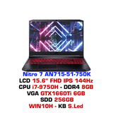  Laptop Gaming Acer Nitro 7 AN715-51-750K 