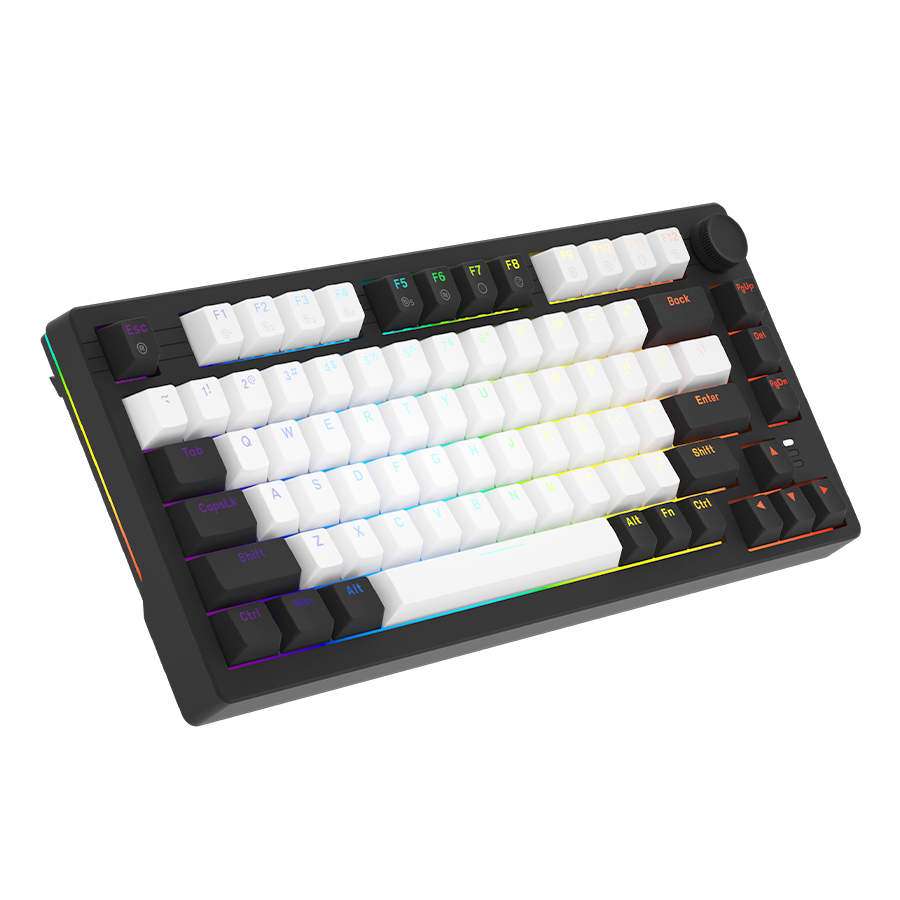 GEARVN - Bàn phím cơ DareU EK75 White Black Firefly switch