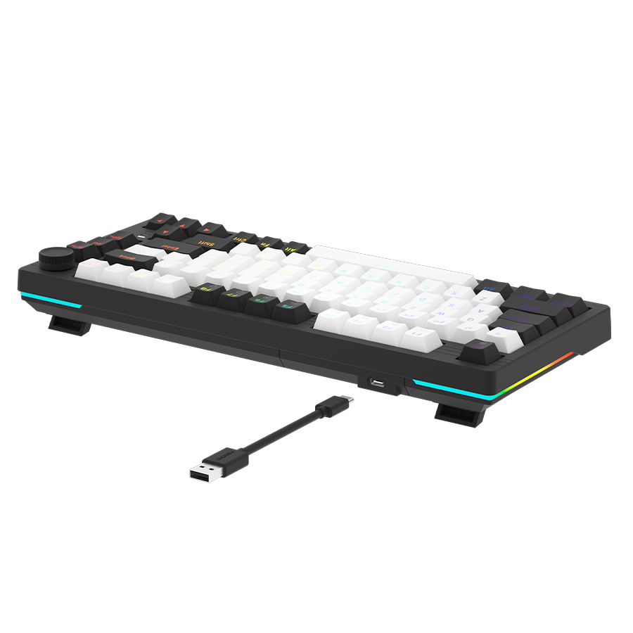 GEARVN - Bàn phím cơ DareU EK75 White Black Firefly switch