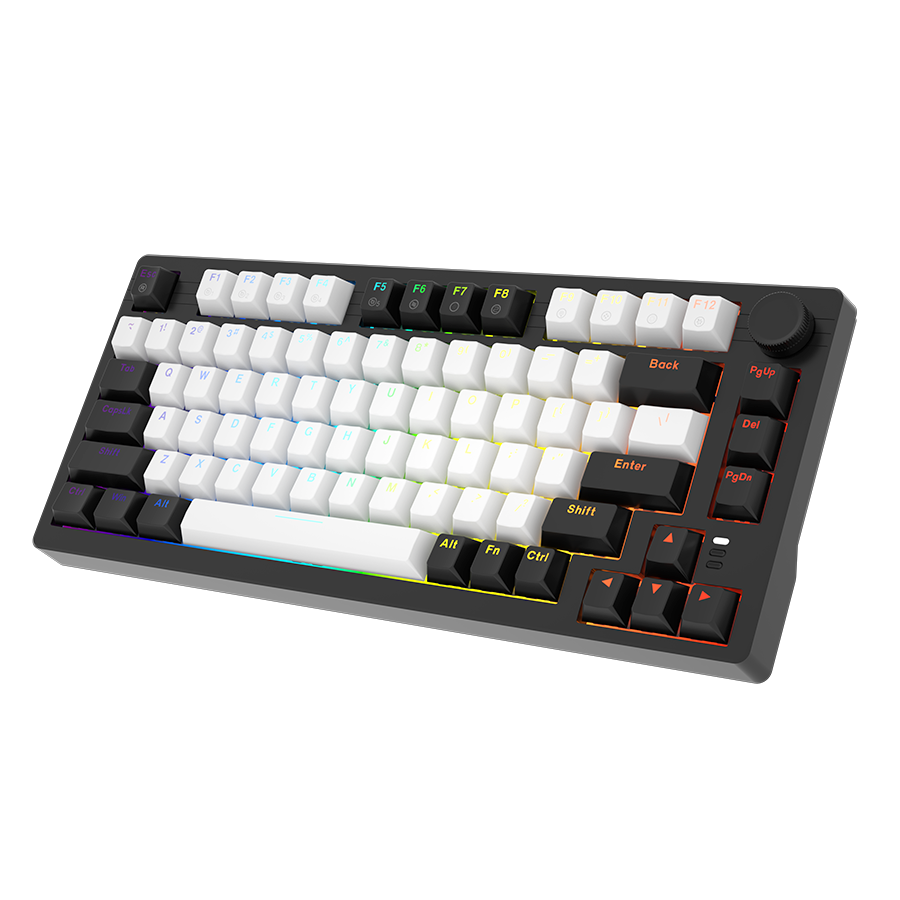 GEARVN - Bàn phím cơ DareU EK75 White Black Firefly switch