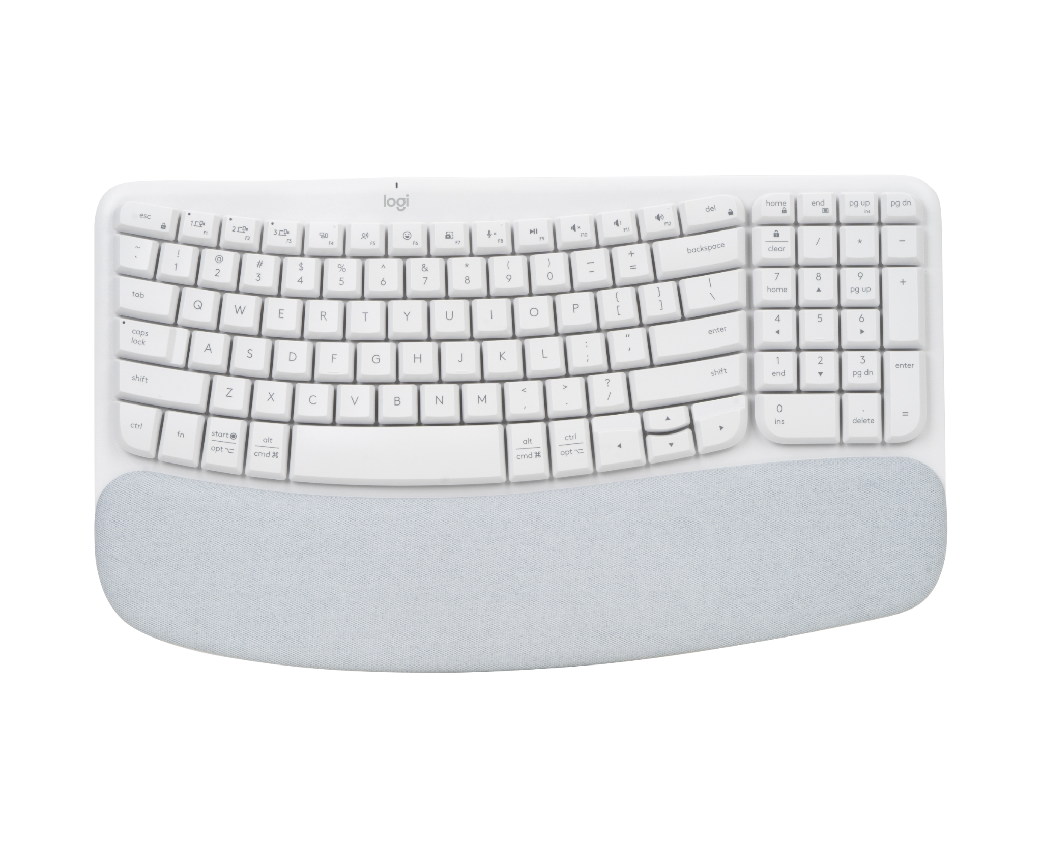Bàn Phím Logitech Không Dây Wave Keys Ergonomic Trắng