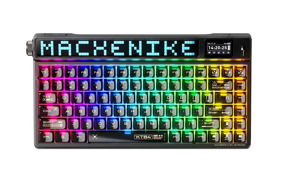 GEARVN - Bàn phím Machenike KT84-B84W Black Smart Screen Tri-Mode Gateron North Pole 2.0 Yellow switch