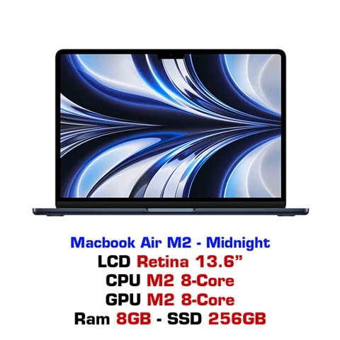 Macbook Air M2 8GPU 8GB 256GB - Midnight