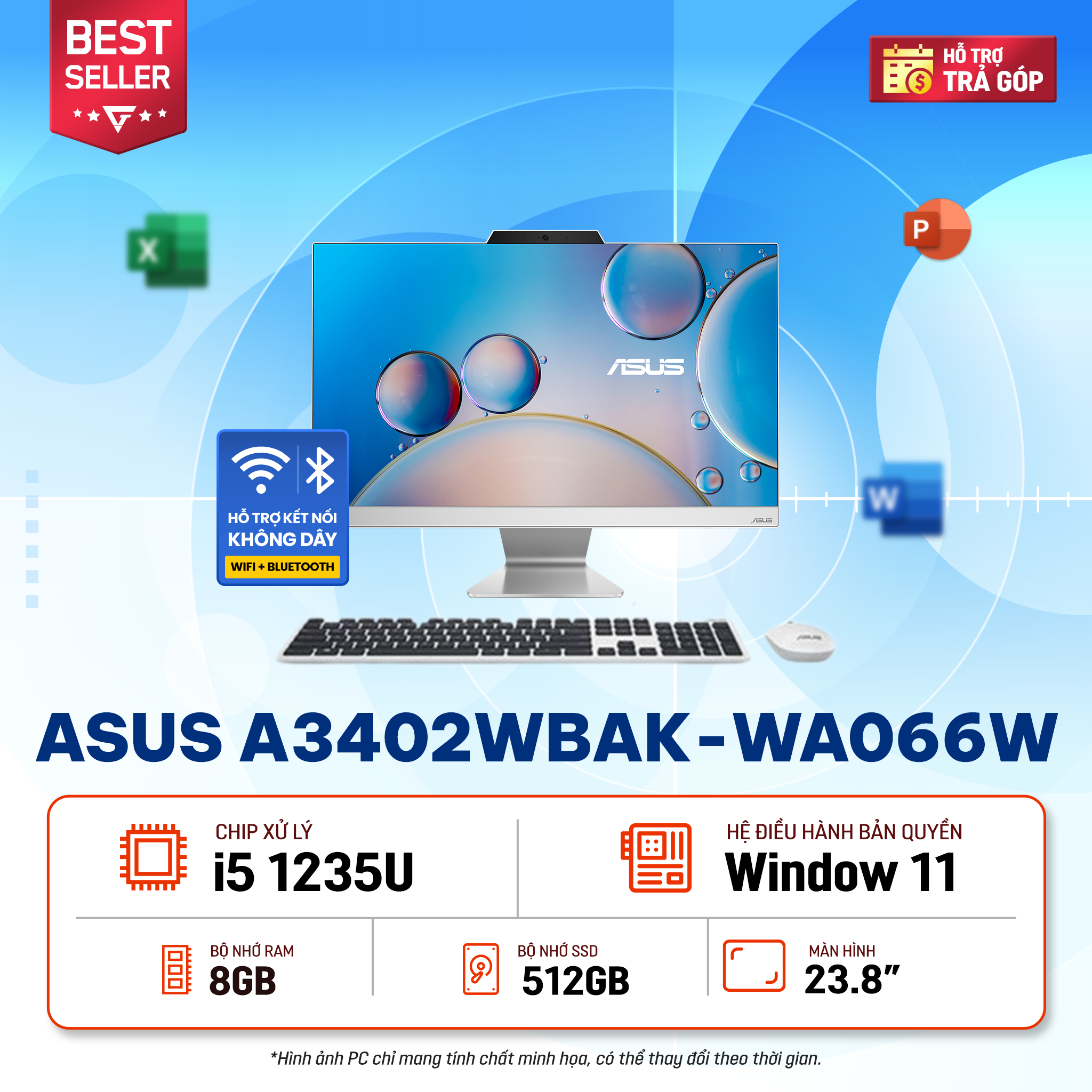 Máy Tính Để Bàn All In One Văn Phòng Asus A3402Wbak - Wa066W