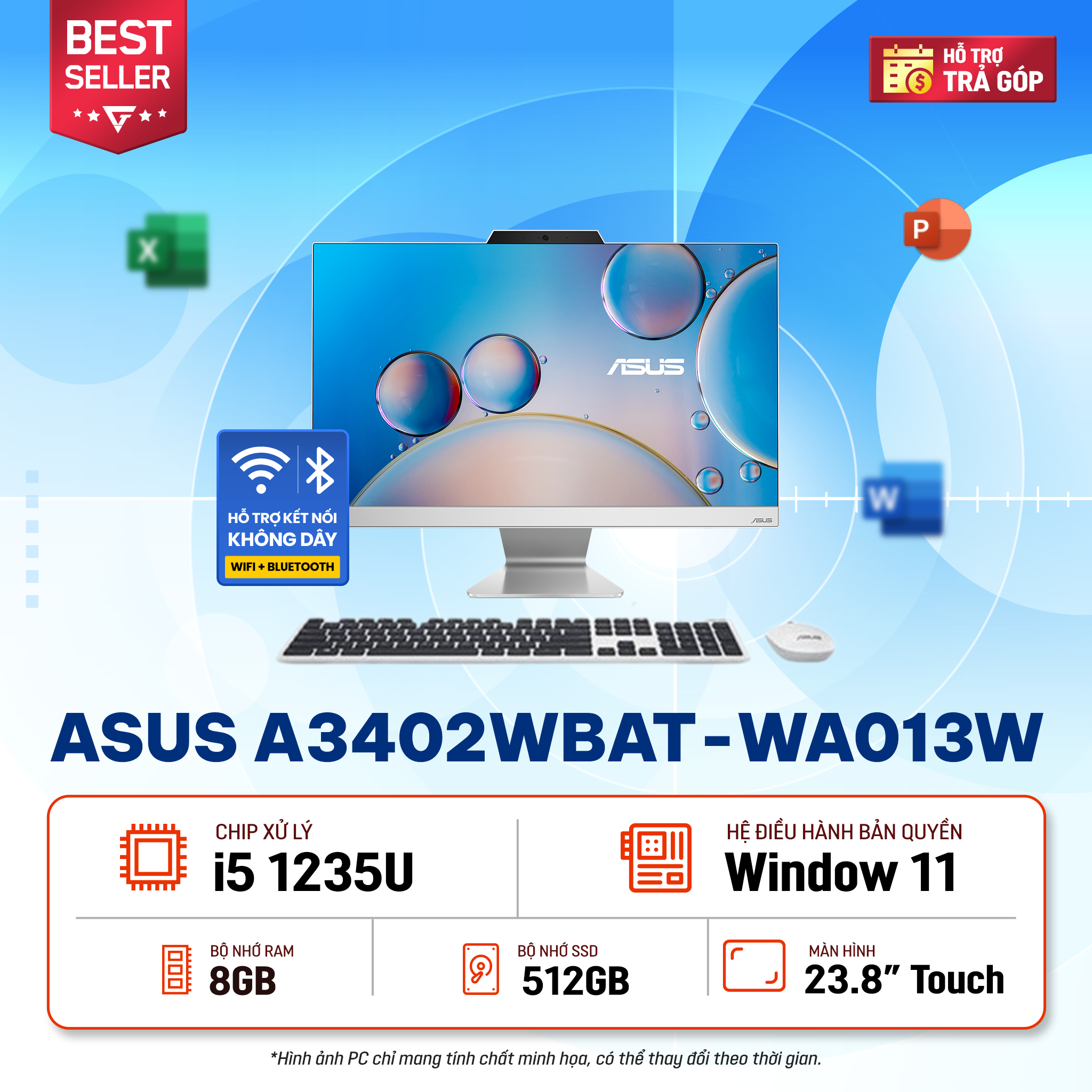 Máy Tính Để Bàn All In One Văn Phòng Asus Touch A3402Wbat - Wa013W