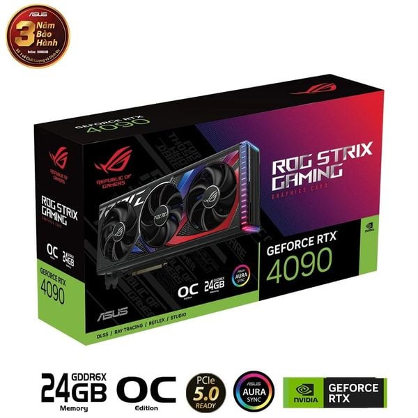  Card màn hình ASUS ROG Strix GeForce RTX 4090 OC Edition 24GB (ROG-STRIX-RTX4090-O24G-GAMING) 