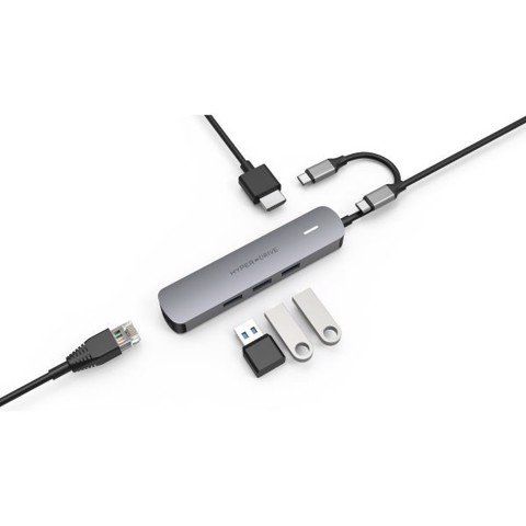  Cổng chuyển Hyperdrive HDMI 4K 6 in 1 USB-C Hub Gray (HD233B) 