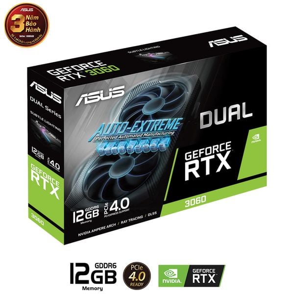  Card màn hình ASUS Dual GeForce RTX 3060 12GB V2 (DUAL-RTX3060-12G-V2) 