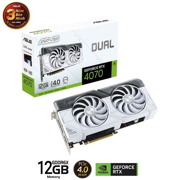 Card màn hình ASUS Dual GeForce RTX 4070 White 12GB (DUAL-RTX4070-12G-WHITE)