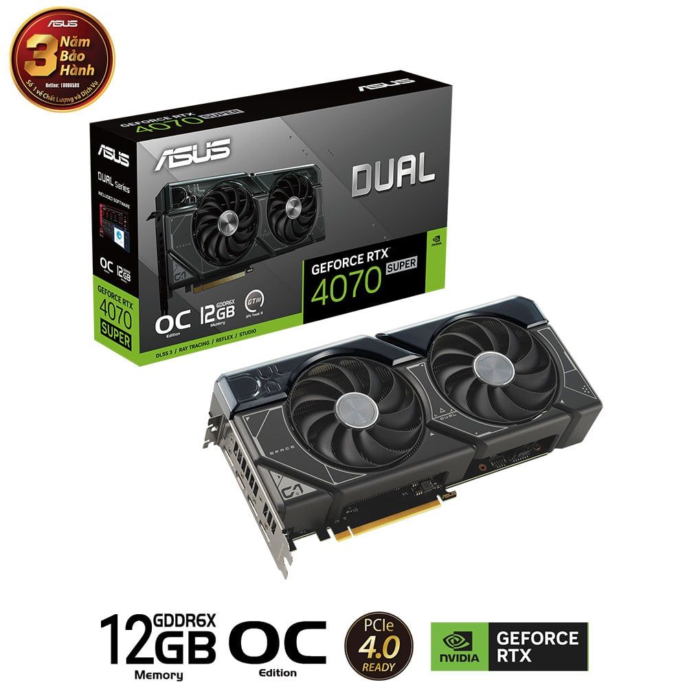 Card Màn Hình Asus Dual Geforce Rtx 4070 Super Oc Edition 12Gb Gddr6X (Dual - Rtx4070S - O12G)