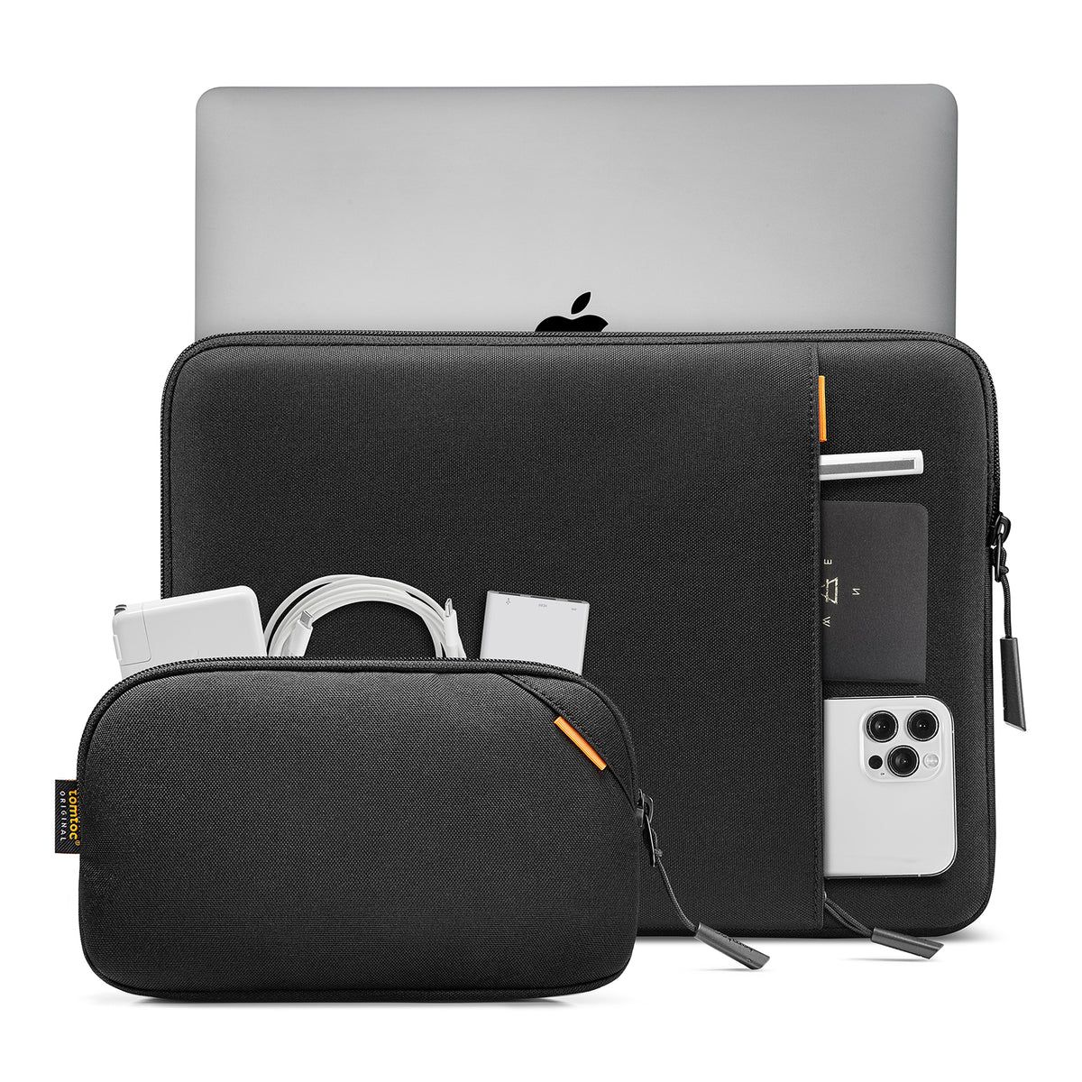  TÚI CHỐNG SỐC TOMTOC (USA) 360* PROTECTIVE KÈM TÚI PHỤ KIỆN CHO MACBOOK PRO 14” ĐEN A13-D2D1GP 