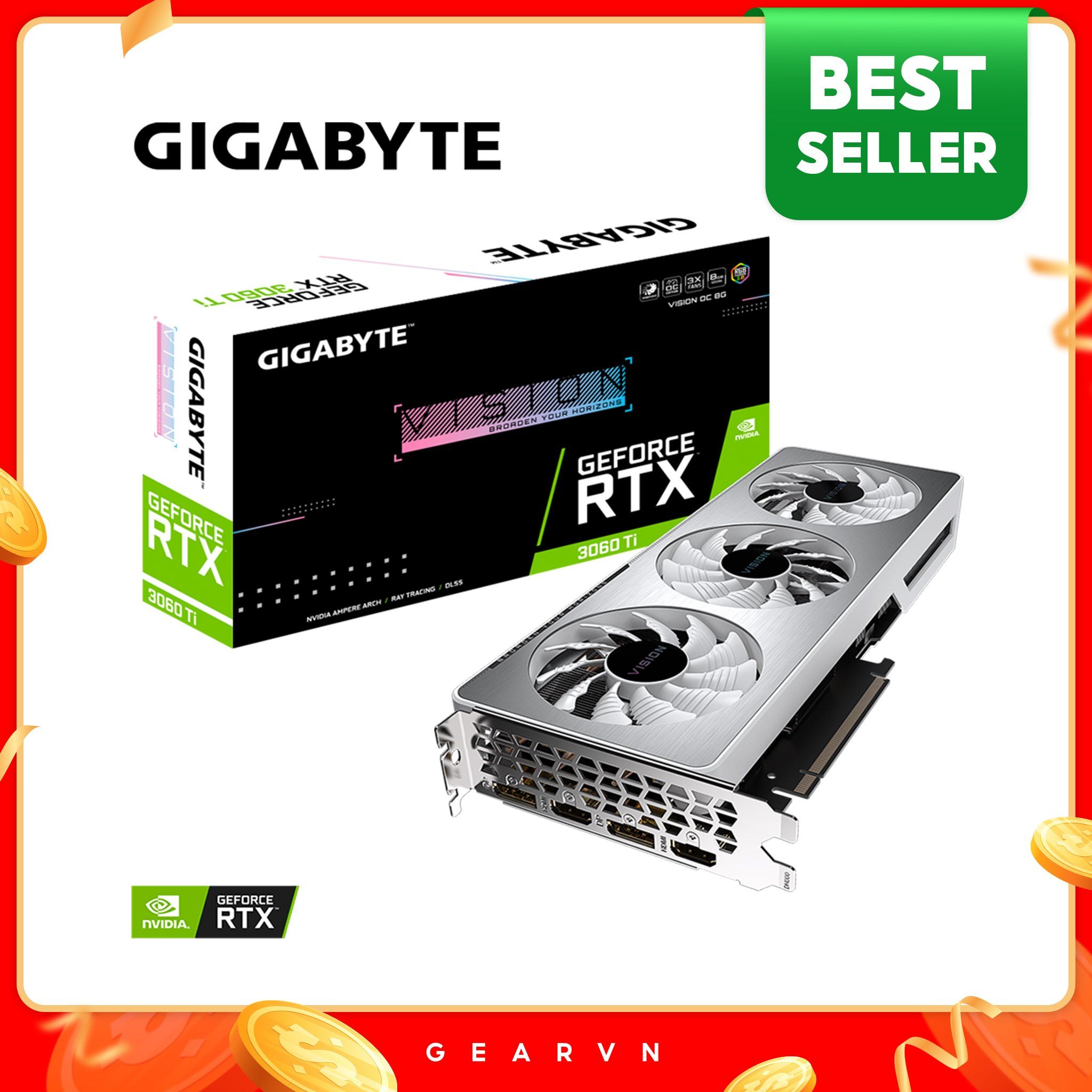  Card màn hình GIGABYTE GeForce RTX 3060 Ti Vision OC 8G (GV-N306TVision-OC-8GD) 