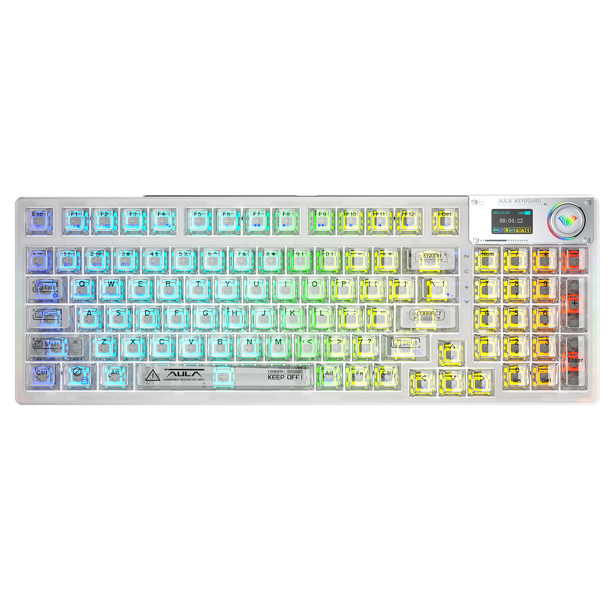 Bàn phím AULA F98 PRO TM (Trắng/ Ice Crystal Switch) F98PB