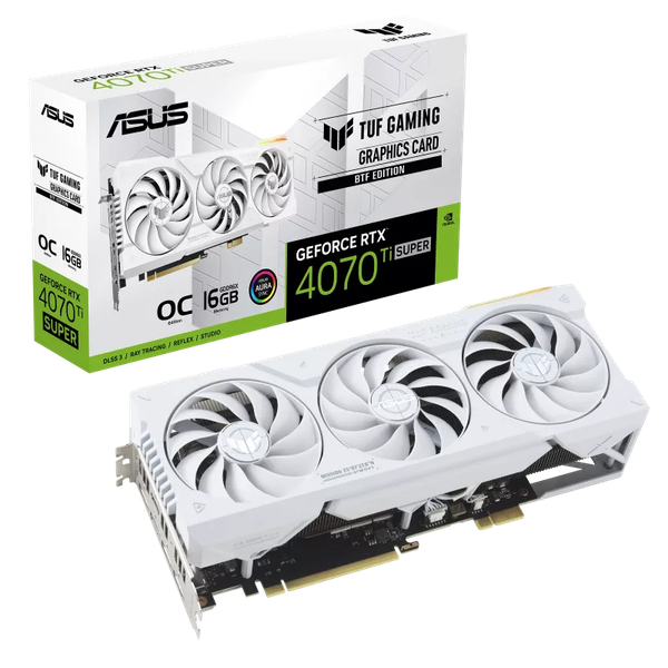 Card màn hình ASUS TUF Gaming GeForce RTX 4070 Ti SUPER BTF White OC Edition 16GB GDDR6X (TUF-RTX4070TIS-O16G-BTF-WHITE)