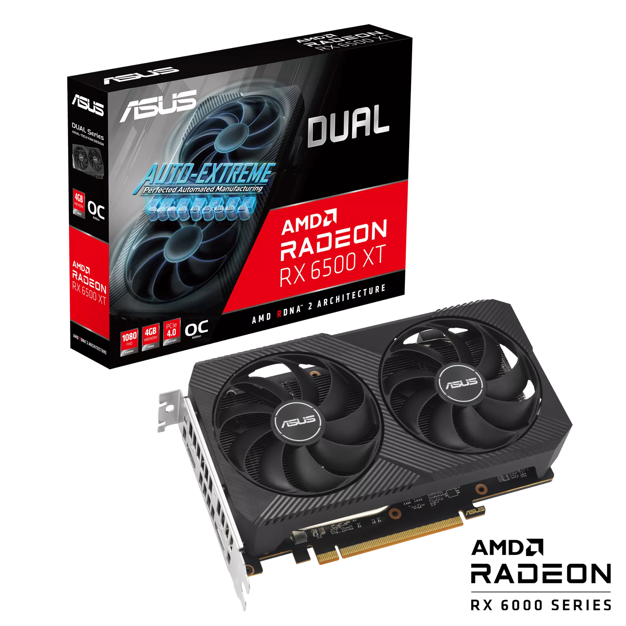 Card màn hình ASUS Dual Radeon RX 6500 XT V2 OC Edition 4GB GDDR6 (DUAL-RX6500XT-O4G-V2)