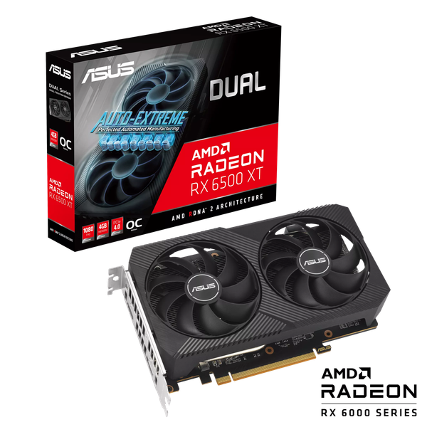 Card màn hình ASUS Dual Radeon RX 6500 XT V2 OC Edition 4GB GDDR6 (DUAL-RX6500XT-O4G-V2)