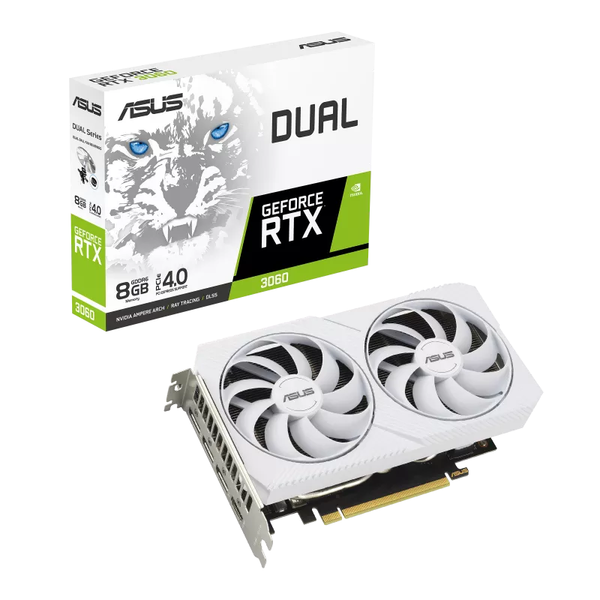 Card màn hình ASUS Dual GeForce RTX 3060 White Edition 8GB GDDR6 (DUAL-RTX3060-8G-WHITE)