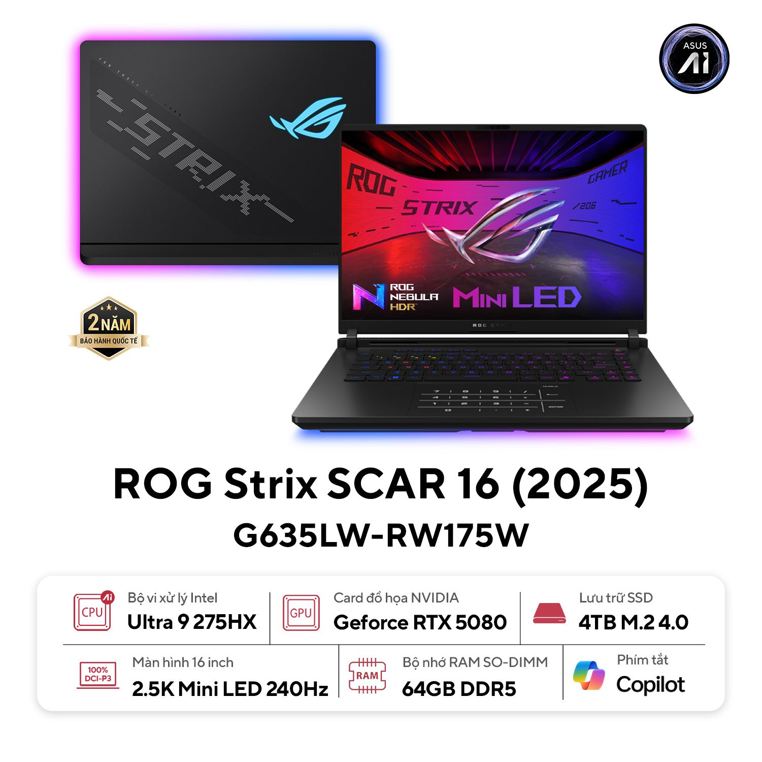 Laptop gaming ASUS ROG Strix SCAR 16 G635LW RW175W