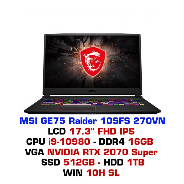  Laptop MSI GE75 Raider 10SFS 270VN 
