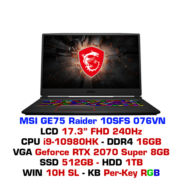  Laptop Gaming MSI GE75 Raider 10SFS 076VN 