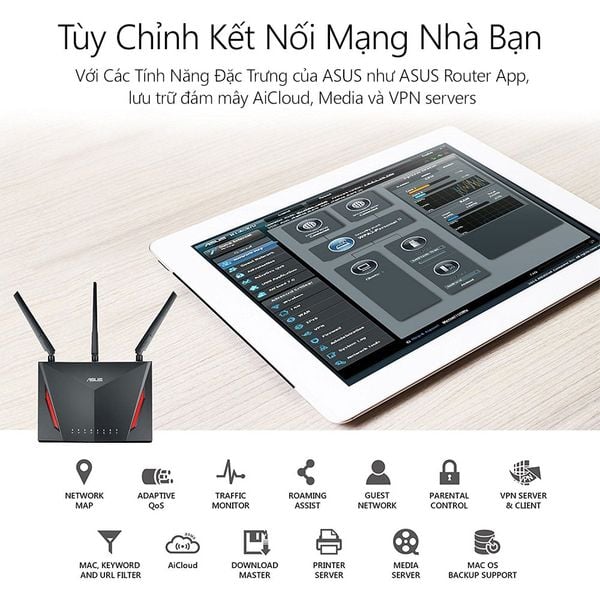  Thiết Bị định tuyến mạng không dây 4 cổng ASUS RT-AC86U 