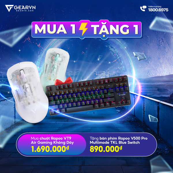 Chuột Rapoo VT9 Air Gaming Không Dây Trắng Tím