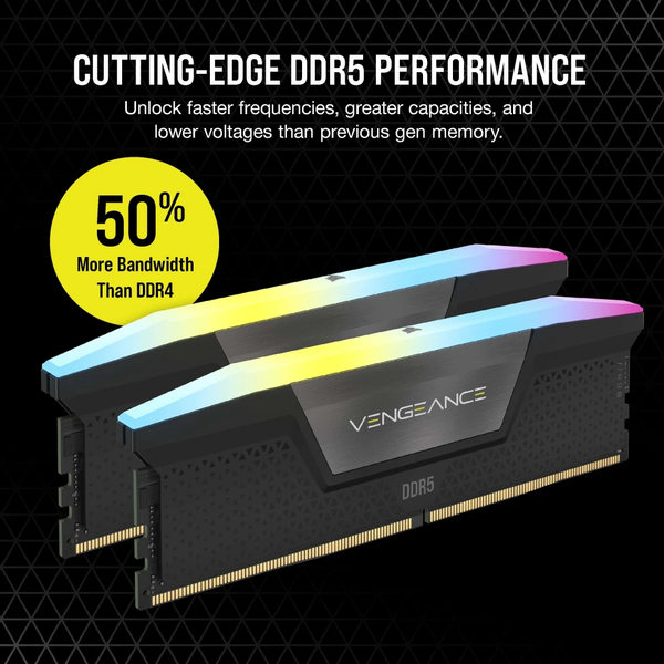  Ram Corsair Vengeance RGB 32GB (2x16GB) 5600 DDR5 (CMH32GX5M2B5600C40K) 