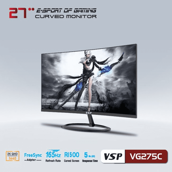  Màn hình cong VSP VG275C 27" 2K 165Hz chuyên game 