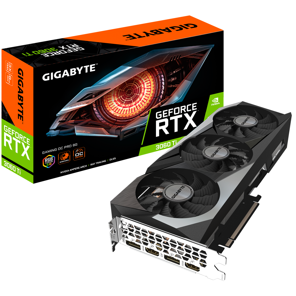 Card màn hình GIGABYTE GeForce RTX 3060 Ti GAMING OC PRO 8G (GV-N306TGAMINGOC-PRO-8GD)