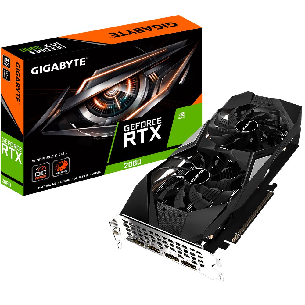 Card màn hình GIGABYTE GeForce RTX 2060 WINDFORCE OC 12G (GV-N2060WF2OC-12GD)